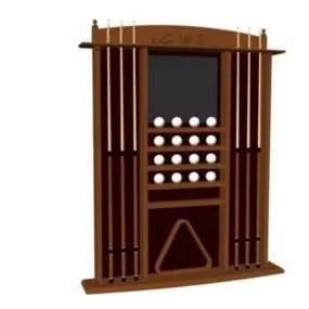 Wooden Billiard Rack With Cues 3d model