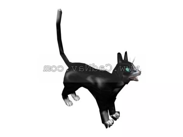 Cat With Meal Cartoon Character 3d model