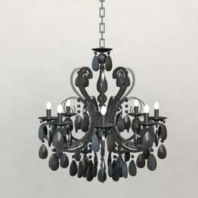 Black Crystal Ceiling Chandelier 3d model