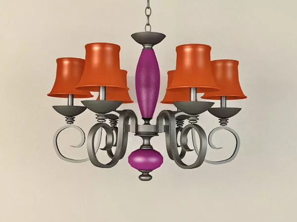 Antique Black Iron Chandelier With Shades 3d model Antique Black Iron Chandelier With Shades 3d model