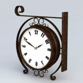 Home Black Metal Wall Clock 3d model