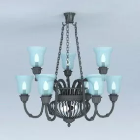 Home Black Wrought Iron Chandelier 3d model