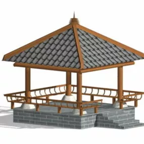 Outdoor Brick Gazebo 3d model