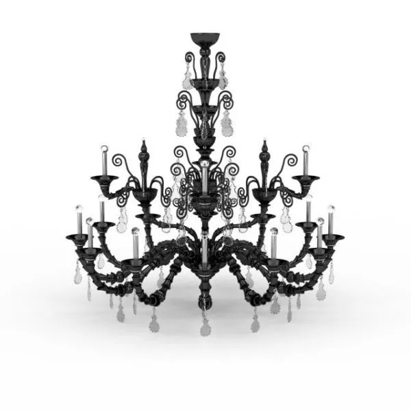 Black Iron Chandelier Candle Lights 3d model Black Iron Chandelier Candle Lights 3d model