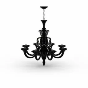 Black Iron Chandelier Lighting 3d model