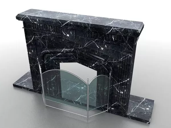 Black Stone Fireplace Mantel 3d model Black Stone Fireplace Mantel 3d model