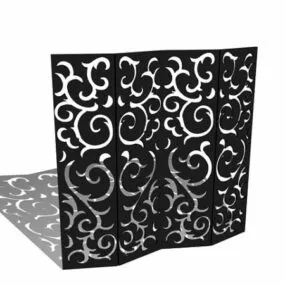 Living Room Black Folding Divider Screens 3d model