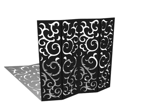 Living Room Black Folding Divider Screens 3d model Living Room Black Folding Divider Screens 3d model