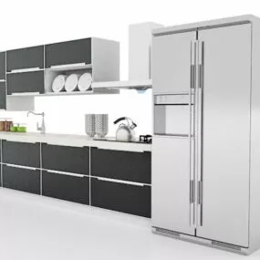 Single Black Kitchen Cabinets 3d model