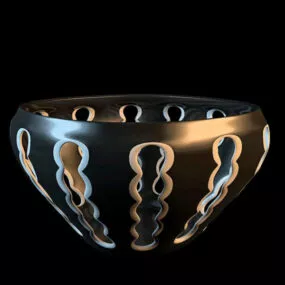 Black Pottery Decorative Bowl Vase 3d model