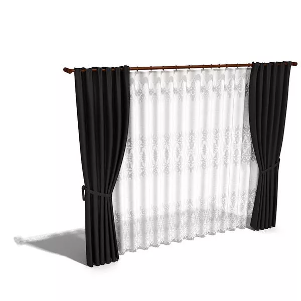 Windows Blackout Drapes And Sheer Curtain 3d model Windows Blackout Drapes And Sheer Curtain 3d model