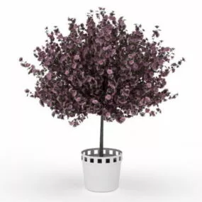 Indoor Blooming Purple Plant Pot 3d model