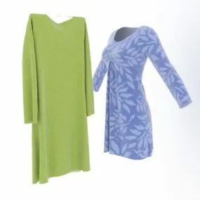Blue And Green Dresses Fashion 3d model