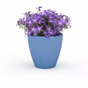 Purple Flowers On Ceramic Vase 3d model