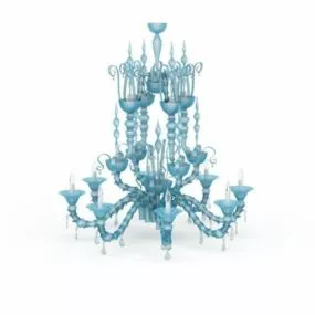 Blue Arm Shade Crystal Chandelier 3d model