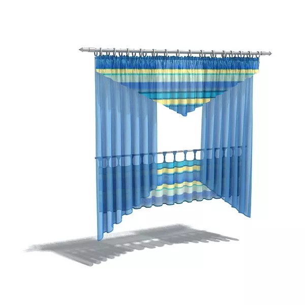 Blue Curtain With Valance 3d model Blue Curtain With Valance 3d model