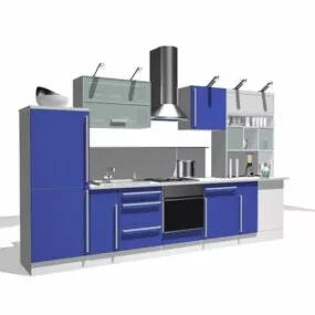 Blue Single Kitchen Cabinet Design 3d model
