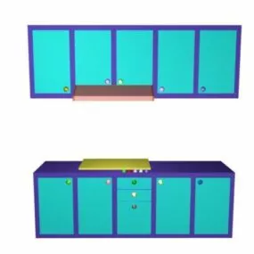 Simple Kitchen Wood Cabinets 3d model