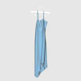 Women Blue Slip Dress 3d model