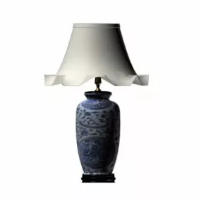 Blue White Ginger Jar Bedroom Lamp 3d model