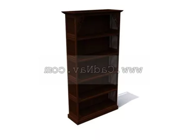 Wood Bookcase Flat Style With Shelf 3d model