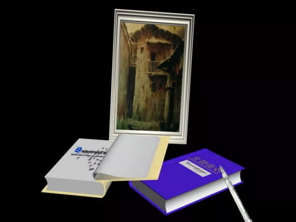 Rectangle Landscape Painting Frame On Wall 3d model