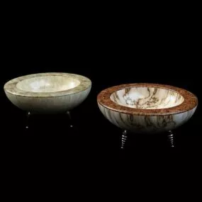 Bowl Style Marble Vases 3d model