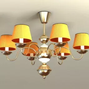 Home Brass Chandelier With Shades 3d model