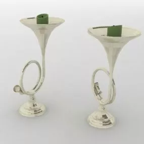Brass Trumpet Style Candle Holders 3d model