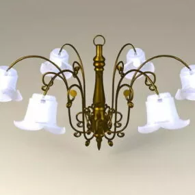 Antique Brass Crystal Flower Chandelier 3d model