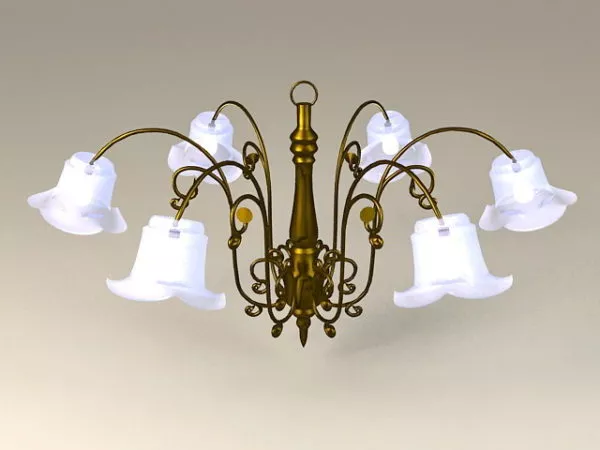 Antique Brass Crystal Flower Chandelier 3d model Antique Brass Crystal Flower Chandelier 3d model