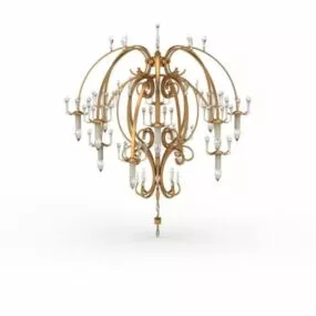 Brass Arms Bench Chandelier 3d model