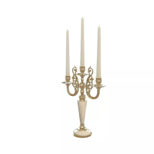 Brass Candlestick With 6 Candles 3d model