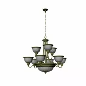 Brass Antique Chandelier 3d model
