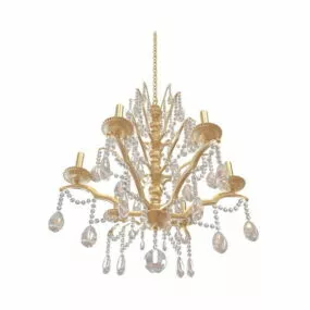 Living Room Brass Chandelier Crystal Drop 3d model
