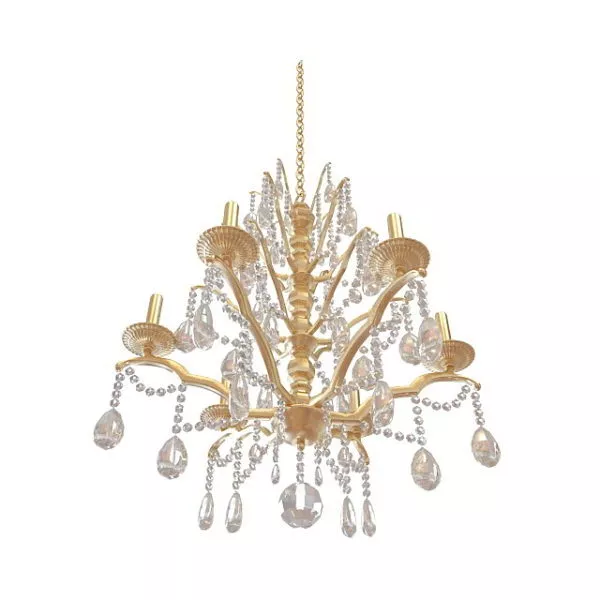 Living Room Brass Chandelier Crystal Drop 3d model Living Room Brass Chandelier Crystal Drop 3d model