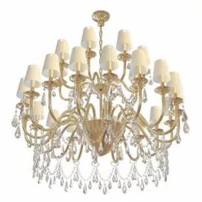 Antique Brass Chandelier With Shades 3d model