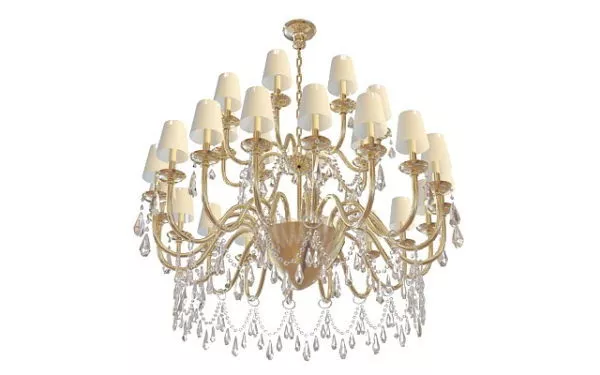 Antique Brass Chandelier With Shades 3d model Antique Brass Chandelier With Shades 3d model