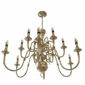 Dining Room Brass Chandeliers 3d model