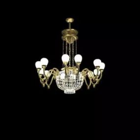 Brass Interior Crystal Chandelier 3d model