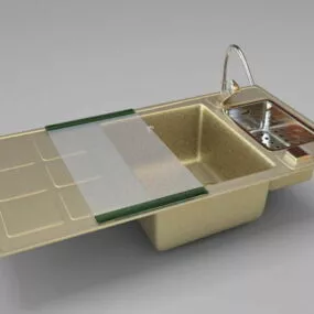Brass Kitchen Sink Set 3d model