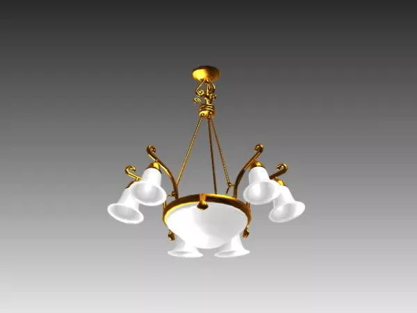 Brass Arm Simple Chandelier 3d model Brass Arm Simple Chandelier 3d model
