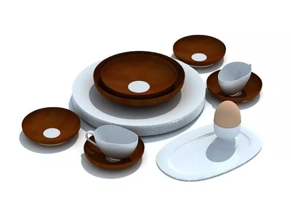 Kitchen Breakfast Dinnerware Set 3d model Kitchen Breakfast Dinnerware Set 3d model