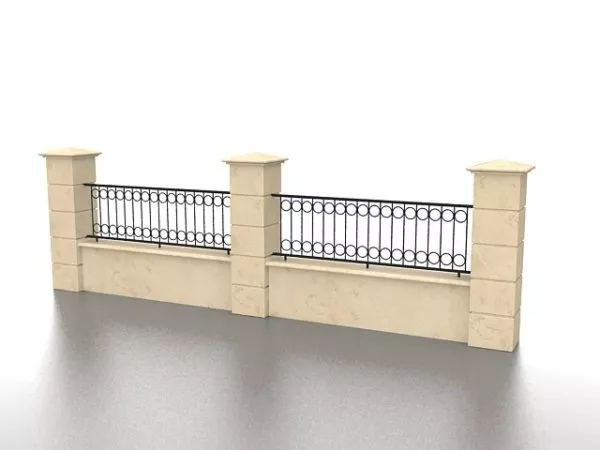 Brick Wall And Iron Fence 3d model Brick Wall And Iron Fence 3d model