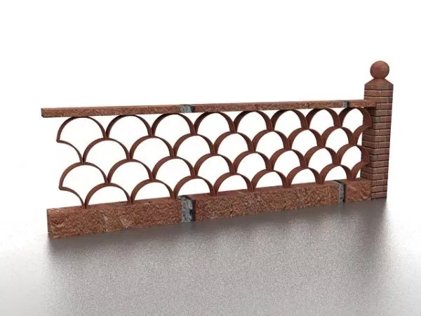 Brick Wall Fence 3d model