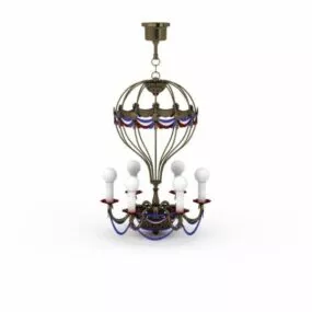 Brass Cage Chandelier 3d model