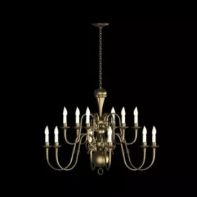 Bronze Material Candle Chandelier 3d model