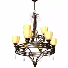 Antique Bronze Chandelier Home Lighting 3d model