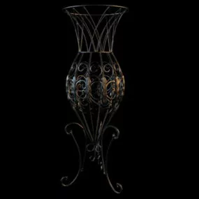 Antique Bronze Flower Vase 3d model