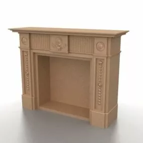 Brown Stone Fireplace Mantel 3d model